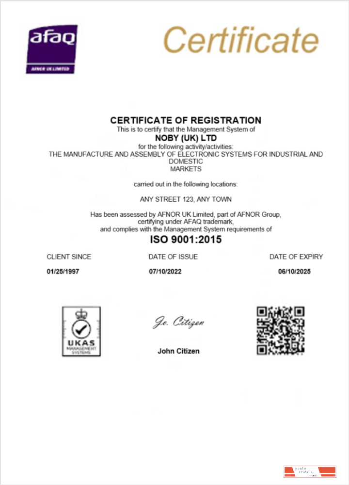 UK Noby Ltd certificate of business registration Word and PDF template